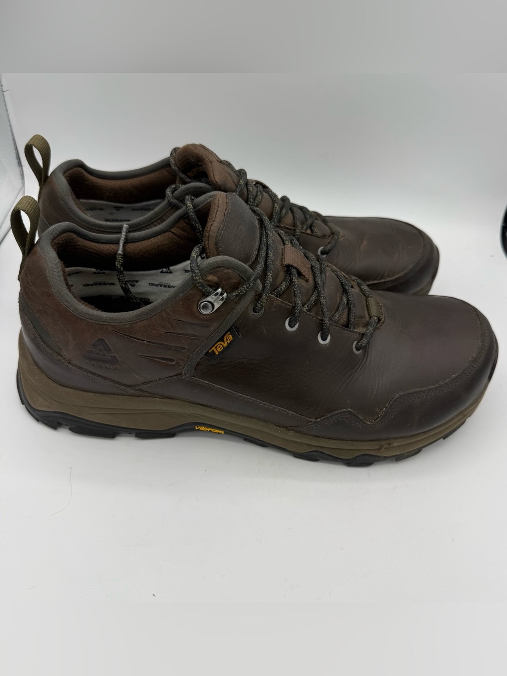 TEVA RIVA MENS HIKING SHOE WATERPROOF LEATHER BROWN Size 13 Vibram low top
